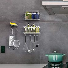 Shower Caddy Basket Shelf with Hooks/Soap Dish Holder Shelf