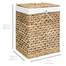 Chic and Practical: Best Choice Products Woven Water Hyacinth Laundry Hamper - Stylish Storage for Bedroom, Bathroom, and Laundry Room