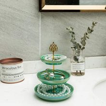 HAWOO Ceramic Vanity Tray,Ring Dish 3-Tirer Jewelry Dish