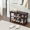 SONGMICS 3-Tier Bamboo Shoe Rack Bench