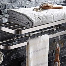 Shelf Double Towel Bar Holder with Hooks Wall Mounted