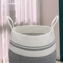 Stylish XL Laundry Hamper – Woven Cotton Basket for Bedroom & Bathroom