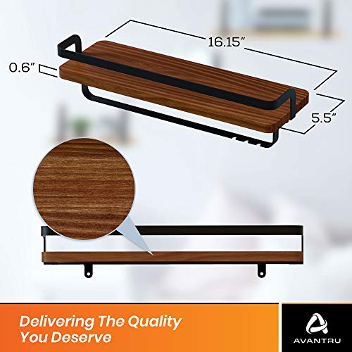 Solid Pinewood, Shelf with Towel Bar