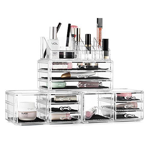 Felicite Home Acrylic Jewelry and Cosmetic Storage Boxes Makeup Organizer Set