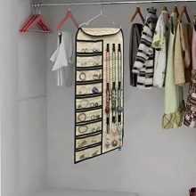 Hanging Jewelry Organizer with Double-Sided Pockets & Hooks – Perfect for Jewelry Storage
