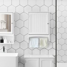Bathroom Storage Cabinet with Rod and Adjustable Shelf