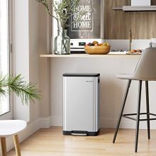 SONGMICS Trash Can, 11.9 Gal Pedal Garbage Can