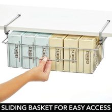 mDesign Hanging Baskets, Sliding Under Shelf Hanging Wire Storage