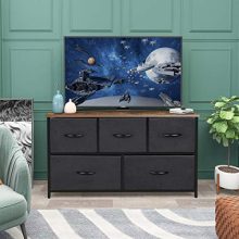 Kamiler Wide Dresser Storage Tower 5 Drawer Organizer Chest