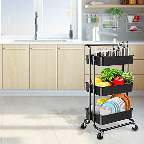 YANXUS 3-Tier Rolling Utility Cart with Handle Makeup Cart
