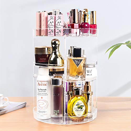 360 Degree Spinning Makeup Organizer, sanipoe Adjustable Makeup Carousel