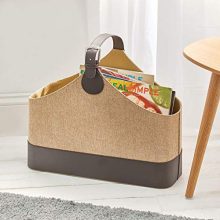 mDesign Rectangle Basket Tote Bin Organizer with Attached Handle for Blankets