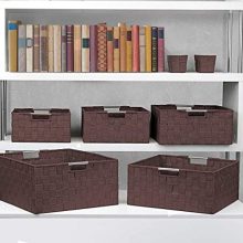 Woven Basket Bin Container Tote Cube Organizer Set