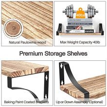 Amada Floating Shelves Wall Mounted, Rustic Paulownia Wood Wall