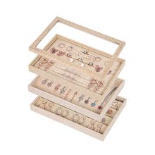 Sackcloth Stackable Jewelry Trays Organizer Set