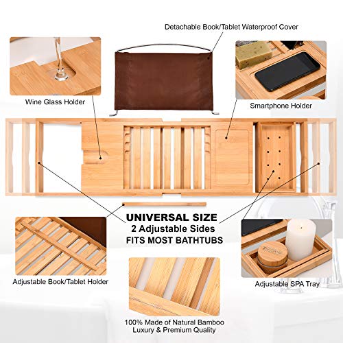 Bamboo Bathtub Tray - Perfect Expandable Bathtub Caddy