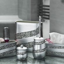 DWELLZA Silver Mosaic Vanity Mirror Tray for Dresser