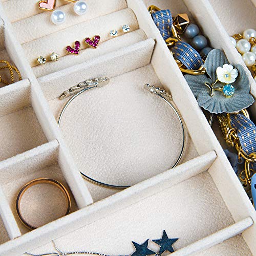 Jewelry Box Organizer Storage Display with Lock and Built-In Mirror