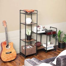 Bathroom Shelf - 5-Tier DIY Storage Rack, Industrial Style Plant Stand for a Rustic Look in Living Room, Bathroom, Balcony, and Kitchen