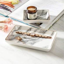 Trinket Dish Tray Decor White Marble Ceramic