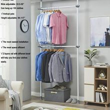 Adjustable Closet Rod Double Rail Garment Rack Organizer System