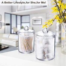 Qtip Holder Storage Canister Clear Plastic Acrylic Jar