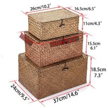 Hipiwe Set of 3 Natural Seagrass Storage Baskets with Lid