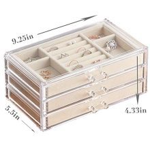 HerFav Jewelry Box for Women with 3 Drawers