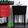 Black Utility Sink Laundry Tub With Pull Out Chrome Faucet