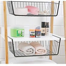 PENGKE Black Under Shelf Basket,4 Pack Slides Under Cabinet Storage