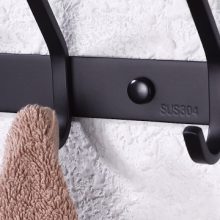 KES Bathroom Towel Rail Rack with 5 Scroll Hooks Wall Mount