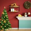 2-Tier Floating Wall Shelves in Carbonized Black Rustic Wood