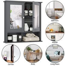 Tangkula Bathroom Cabinet Wall Mounted with Double Mirror Doors