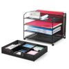 Simple Trending 4-Trays Mesh Office Supplies Desk Organizer