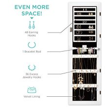 Full-Length Mirrored Jewelry Storage Cabinet with LED Lights