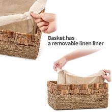 EZOWare Set of 3 Natural Woven Seagrass Nesting Wicker Shelf Storage