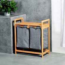 Bamboo Laundry Hamper with Dual Compartments