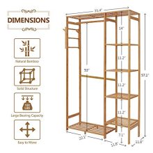 Ufine Bamboo Garment Rack 6 Tier Storage