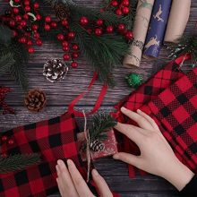 Aneco 16 Pieces Mini Christmas Red and Black Plaid