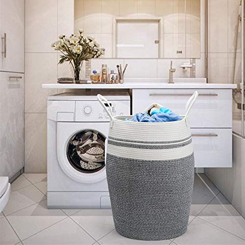 Stylish XL Laundry Hamper – Woven Cotton Basket for Bedroom & Bathroom