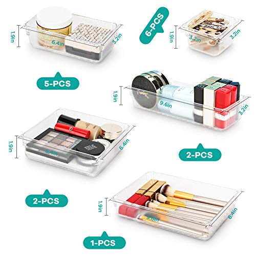 Kootek 16 Pcs Desk Drawer Organizer Set 5-Size Bathroom Drawer