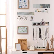 Wall Mounted Acrylic Mirror Jewelry Organizer – 3-Piece Set with 28 Hooks, Bracelet Rod, and Necklace Holder for Efficient Jewelry Storage