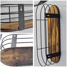Oval Floating Wall Shelves Set of 3 Rustic Wood Wire Frame