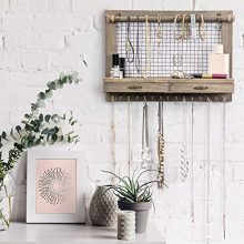 Rustic Wall Mounted Jewelry Organizer with Ring and Earring Drawers