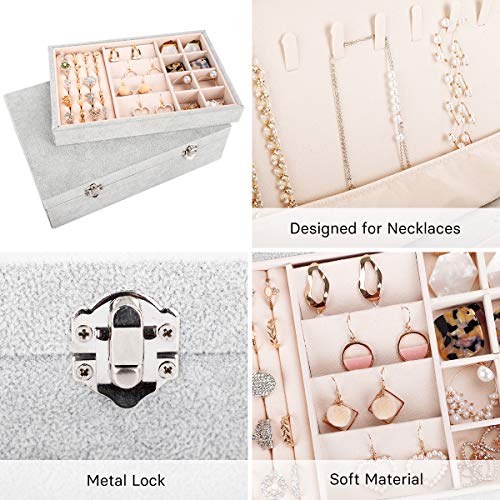 ✨ Elegant Velvet Jewelry Box with Dual-Layer Design and Lock for Ultimate Jewelry Protection