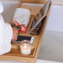 Bamboo Bathtub Tray - Perfect Expandable Bathtub Caddy