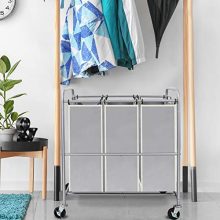 Simple Trending 3-Bag Laundry Hamper Sorter Cart