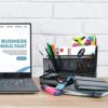 All in one black office desk mesh organizer with 5 compartments