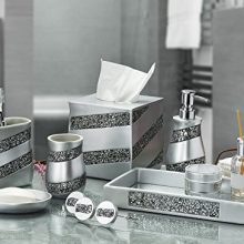 DWELLZA Silver Mosaic Vanity Mirror Tray for Dresser