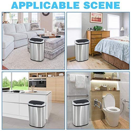 13 Gallon Touch-Free Automatic Stainless-Steel Trash